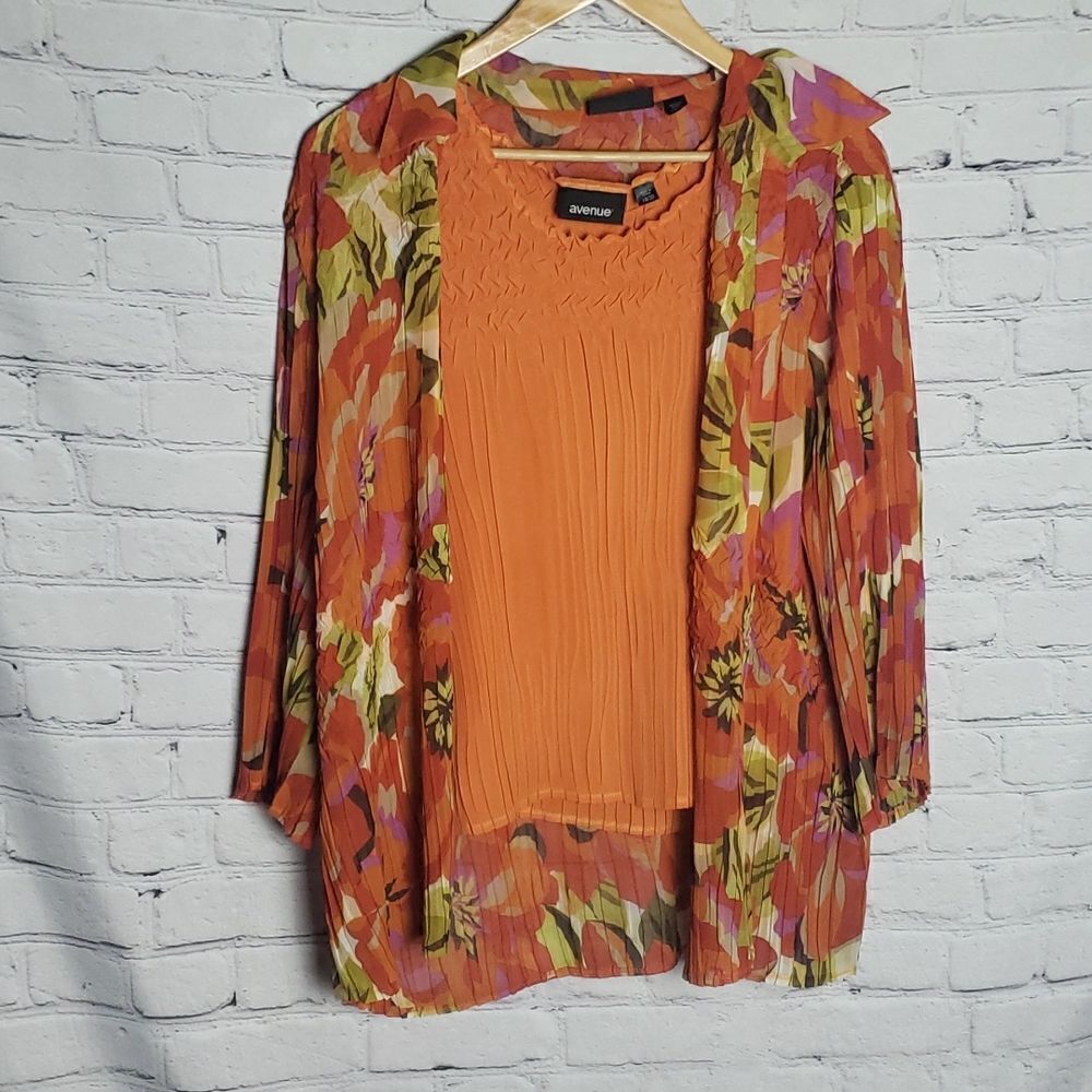 Vintage Avenue Orange Tank Blouse and Button Down Top‎